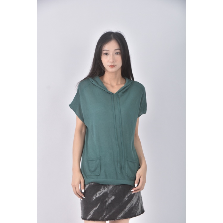 (M) le polka質感連帽綠色短袖上衣二手衣, , large