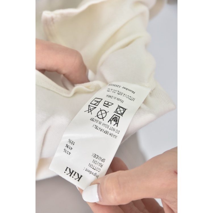 (M) kiki質感棉質圓領杏色短袖上衣二手衣, , large