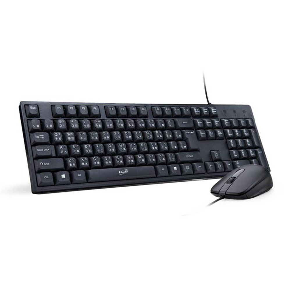 E-BOOKS Z12 Wired Keyboard and Mouse Set Water-Repellent Durable Design Ergonomic and Comfortable 1000 DPI High Resolution Plug and Play, , large