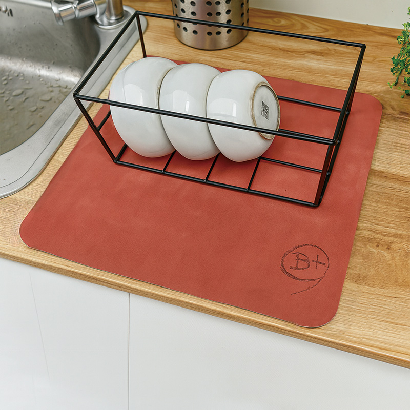 【Monster】 Soft Diatomaceous Earth Sink Draining Mat – 3mm Ultra-Thin, Set of 2 (30x30cm) – Color Block Pink, , large