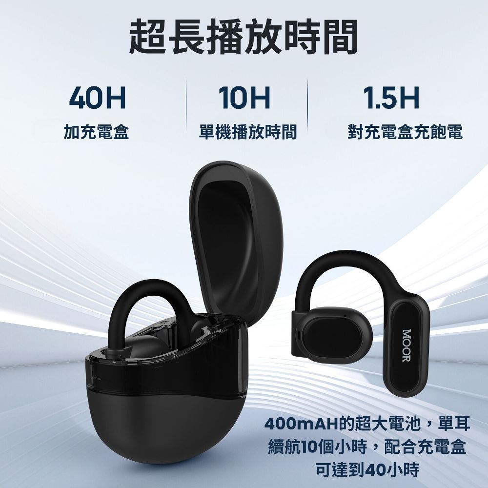 【魔耳】MOOR OpenWave開放式藍牙耳機(星夜黑), , large