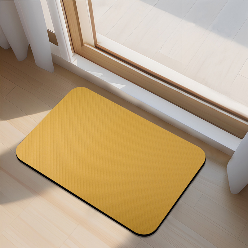 【Monster】 Soft Diatomaceous Earth Absorbent Mat – Diagonal Rhythm Series (60x40cm) – Earth Yellow, , large
