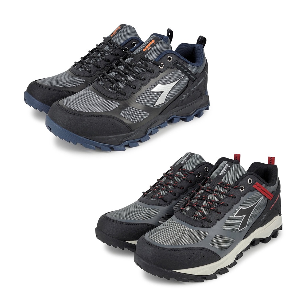 DIADORA迪亞多那 防潑水越野鞋 男運動鞋 登山鞋 寬楦 高腳背 透氣 散熱 排濕 彈力鞋墊 耐磨 防滑 黑藍 黑灰, , large