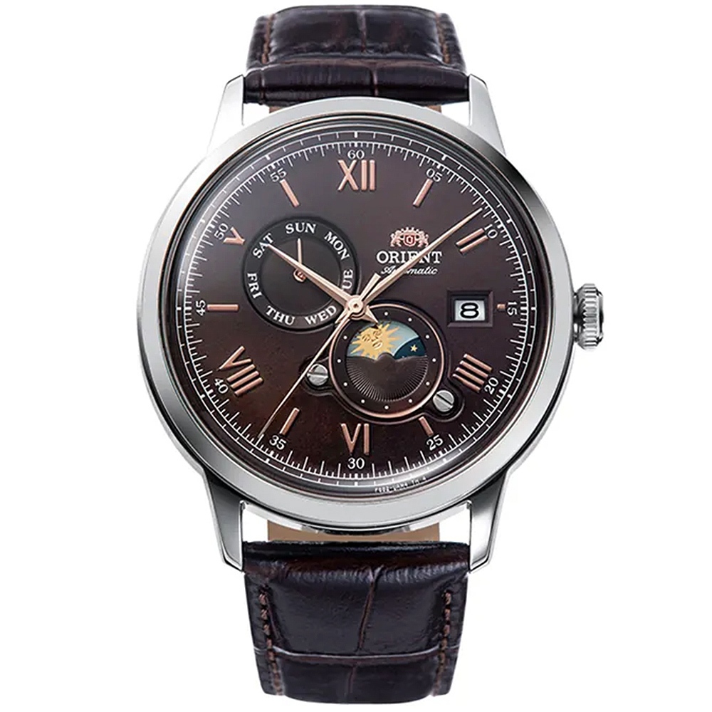 ORIENT 東方錶 官方授權 日相月相機械錶-41.5mm RA-AK0804Y, , large