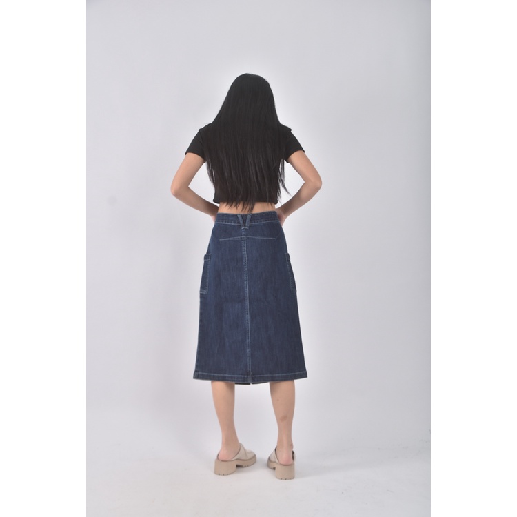 (XL) heya丹寧牛仔質感棉質藍色長裙二手衣, , large