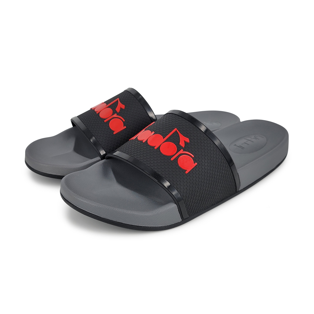 DIADORA迪亞多那 防水止滑運動拖鞋 男鞋 休閒 不吸汗 柔軟 吸衝 舒壓 足弓支撐 耐穿 耐磨 止滑 灰紅 黑綠, , large