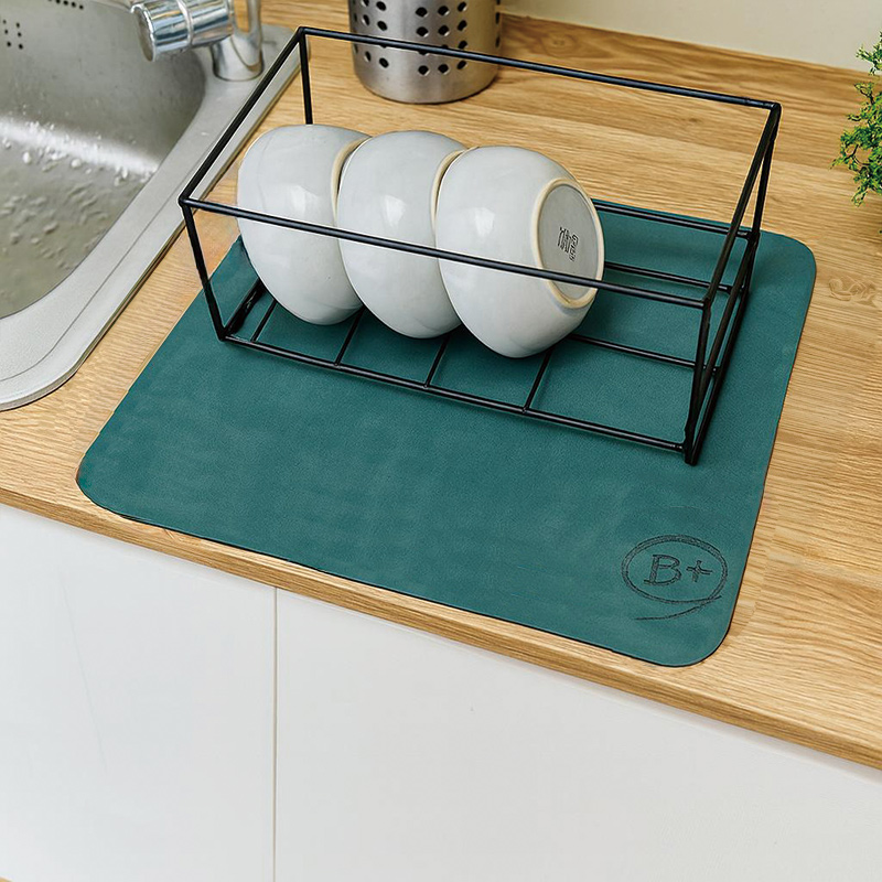 【Monster】 Soft Diatomaceous Earth Sink Draining Mat – 3mm Ultra-Thin, Set of 2 (30x30cm) – Color Block Green, , large