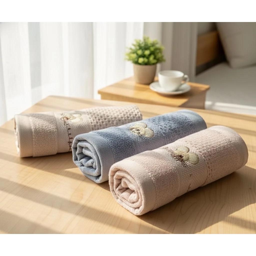 [Kaimei Cotton Industry] 4 in the group, random and excellent pure cotton mesh, skin-friendly adult towel/bath towel/face towel/towel, big-eared rat style, , large