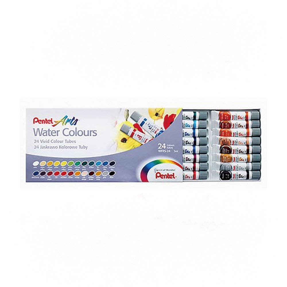 【Pentel 飛龍】積層軟管水彩24色 /盒 WFRS-24T -, , large