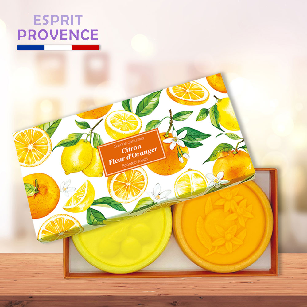 〔本野有限公司〕法國ESPRIT PROVENCE奢華植物皂禮盒組(檸檬&橙花)香皂100g*2入裝 -1入組, , large