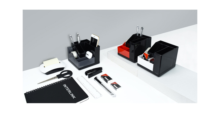 【O-Life】 Rotating Tape Stand Storage Box - Black and Gray, , large