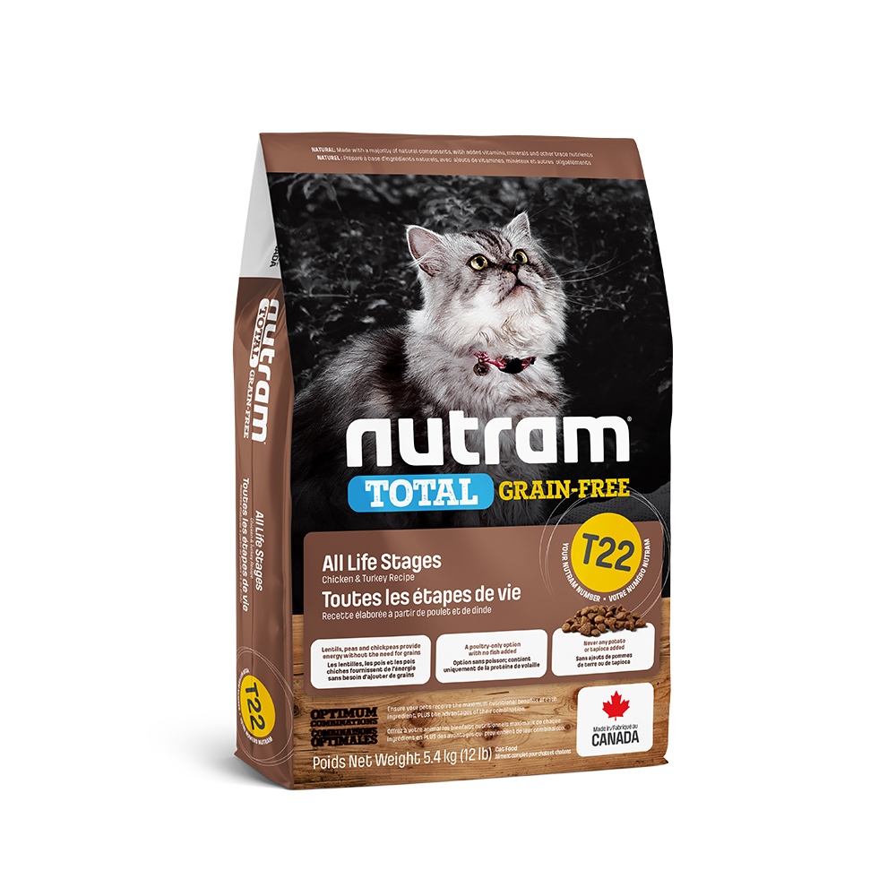 【Nutram 紐頓】T22 無穀貓 火雞 貓飼料 貓糧 貓食5.4KG, , large