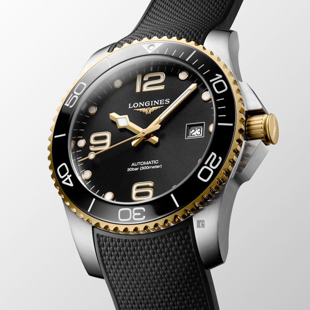 LONGINES 浪琴 深海征服者浪鬼陶瓷潛水機械錶-黑x金/41mm L37813569, , large
