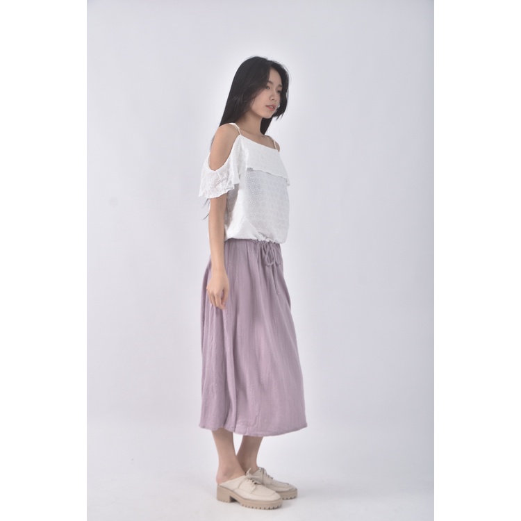 (M) eyescream質感吊帶棉質一字領紫色洋裝二手衣, , large