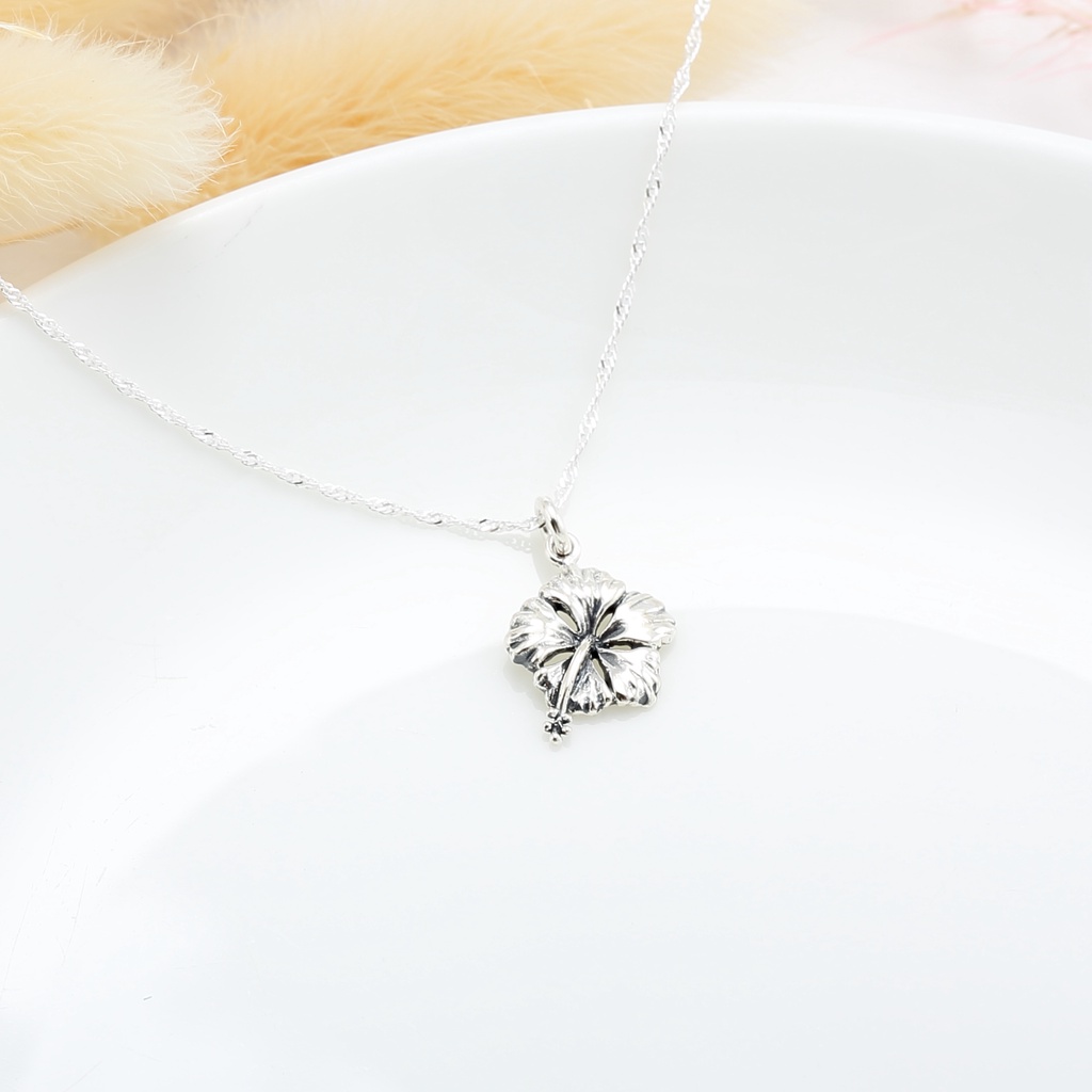 【Angel & Me】堅強 木槿花 s925 純銀 設計師 手作 項鍊 附拭銀布 生日 聖誕 情人節 禮物, , large