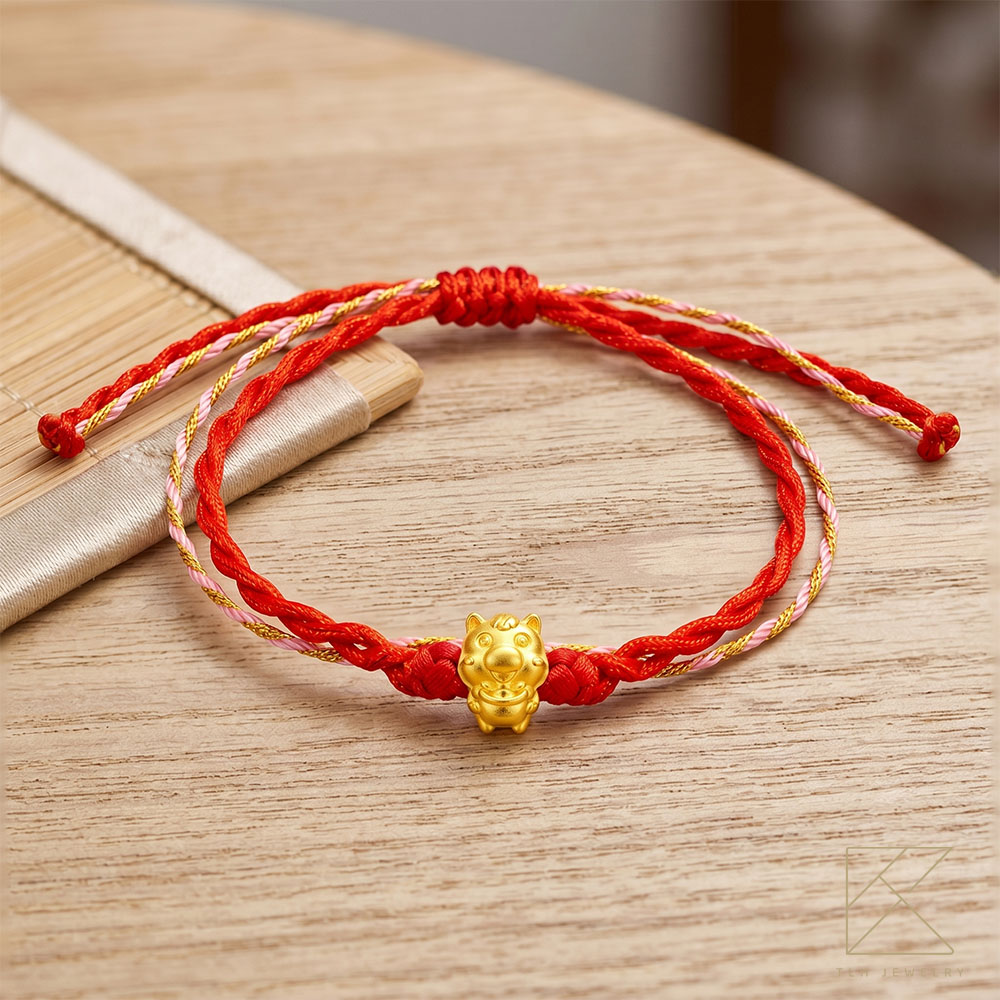 【TLH】母親節限定 黃金墜雙繩手鍊 純金999 擁抱之愛 約重0.02錢&plusmn;0.01 贈母親節禮盒包裝, , large