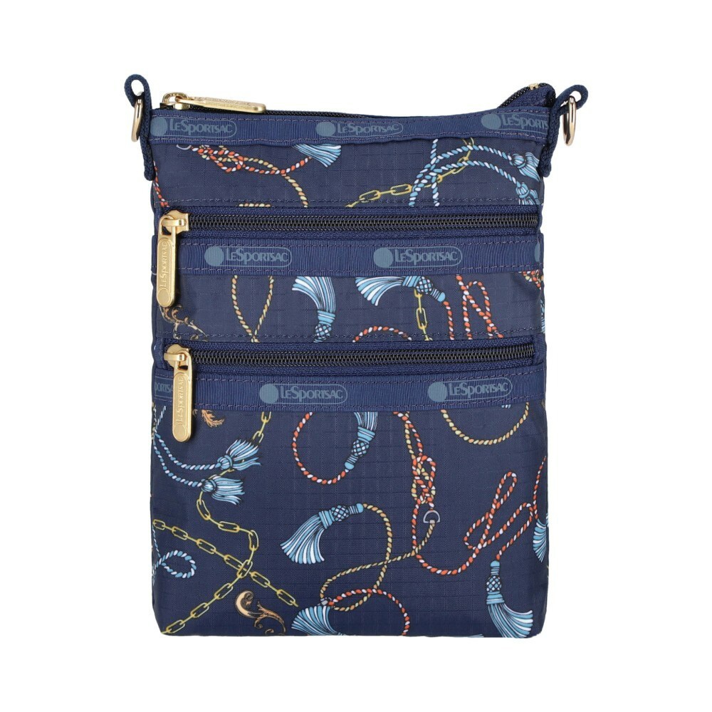 LeSportsac 3 Zip Crossbody 三層拉鍊斜背包 手機包 -湛藍海鍊, , large