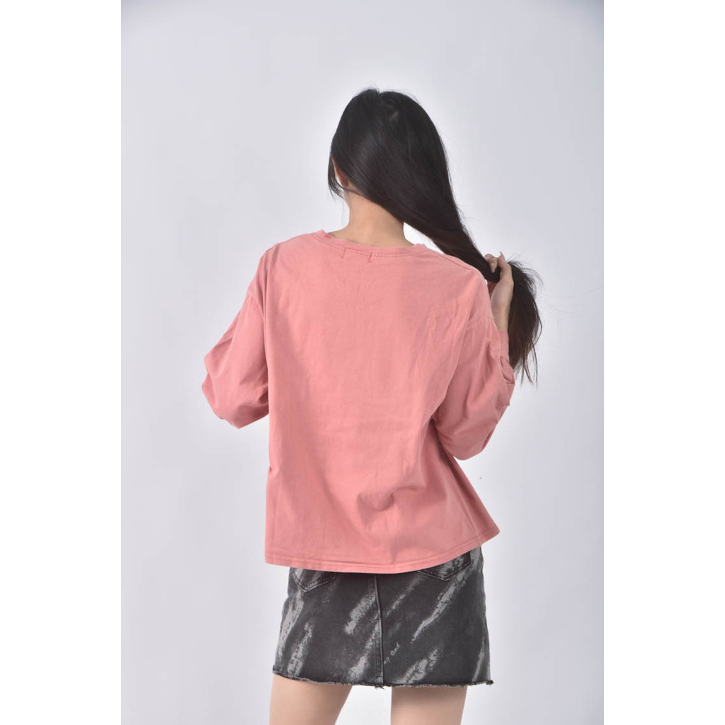 (XL) e zhan文字粉色長袖上衣二手衣, , large
