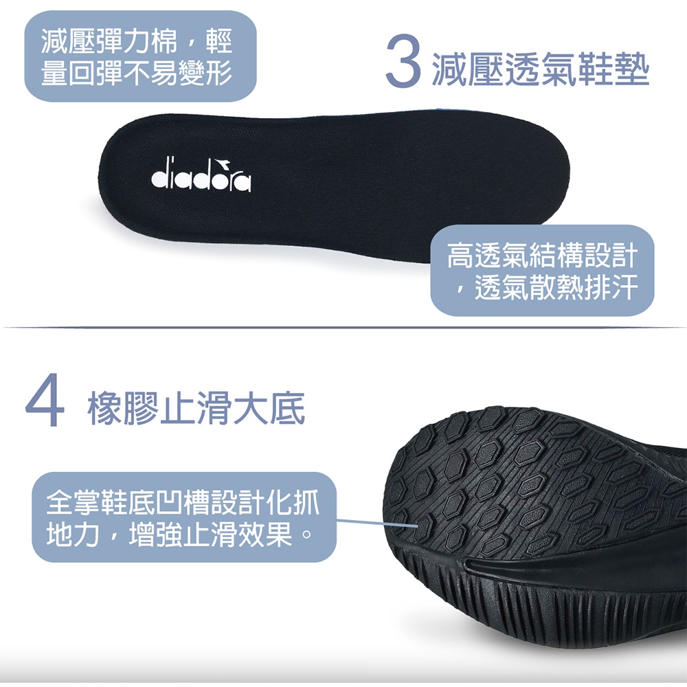 DIADORA迪亞多那 生活時尚運動鞋 男運動鞋 男鞋 吸濕 排汗 透氣 散熱 緩震 釋壓 厚底 減壓 彈力 止滑 黑, , large