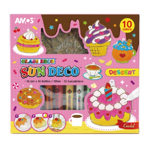 【AMOS 阿摩司】韓國原裝 10 色甜點 蛋糕 模型板 DIY 玻璃彩繪組 / 組 SD10P10-DS, , large