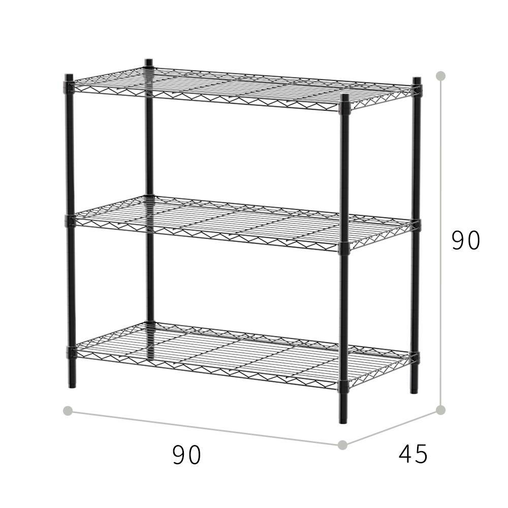 【Y HOUSE】90x45x90cm Lightweight Three-layer Iron Rack Iron Rack Shelf - Painted Black, , large