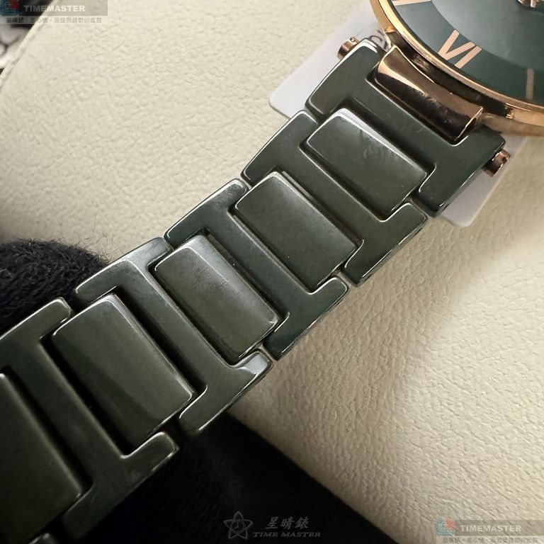 [星晴錶業]ANNE KLEIN手錶,32mm,AN00345墨綠色錶面玫瑰金錶殼綠陶瓷錶帶款, , large