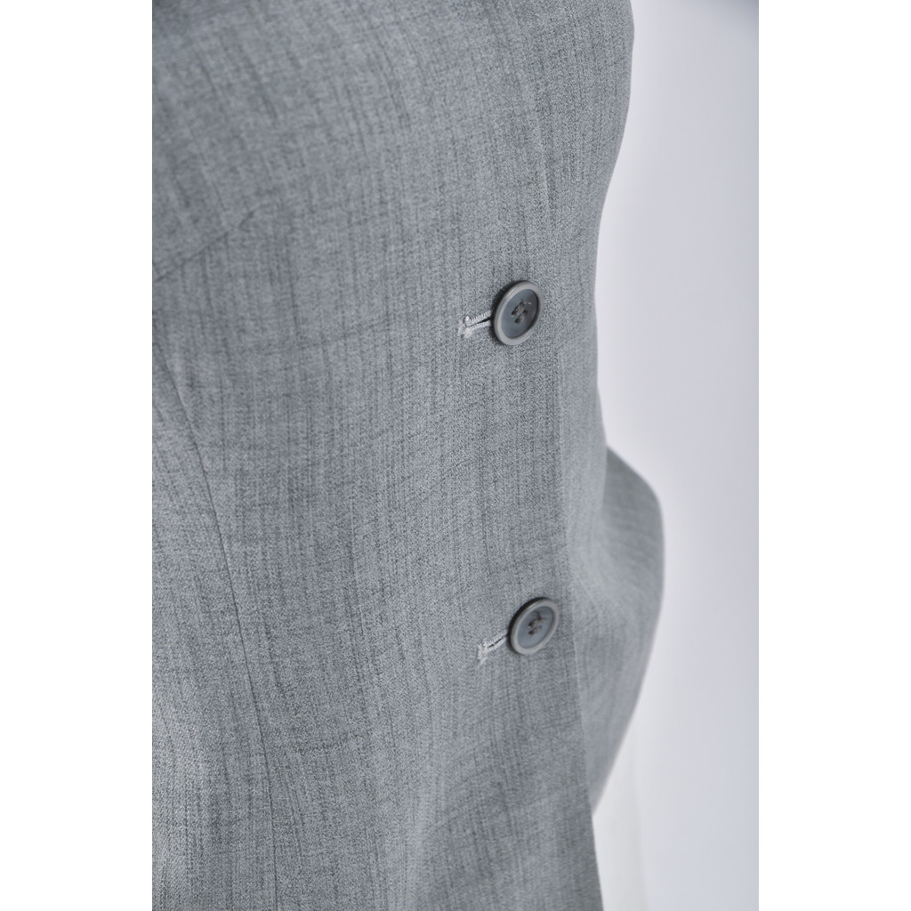 (M) cinq centimes翻領排扣灰色外套二手衣, , large