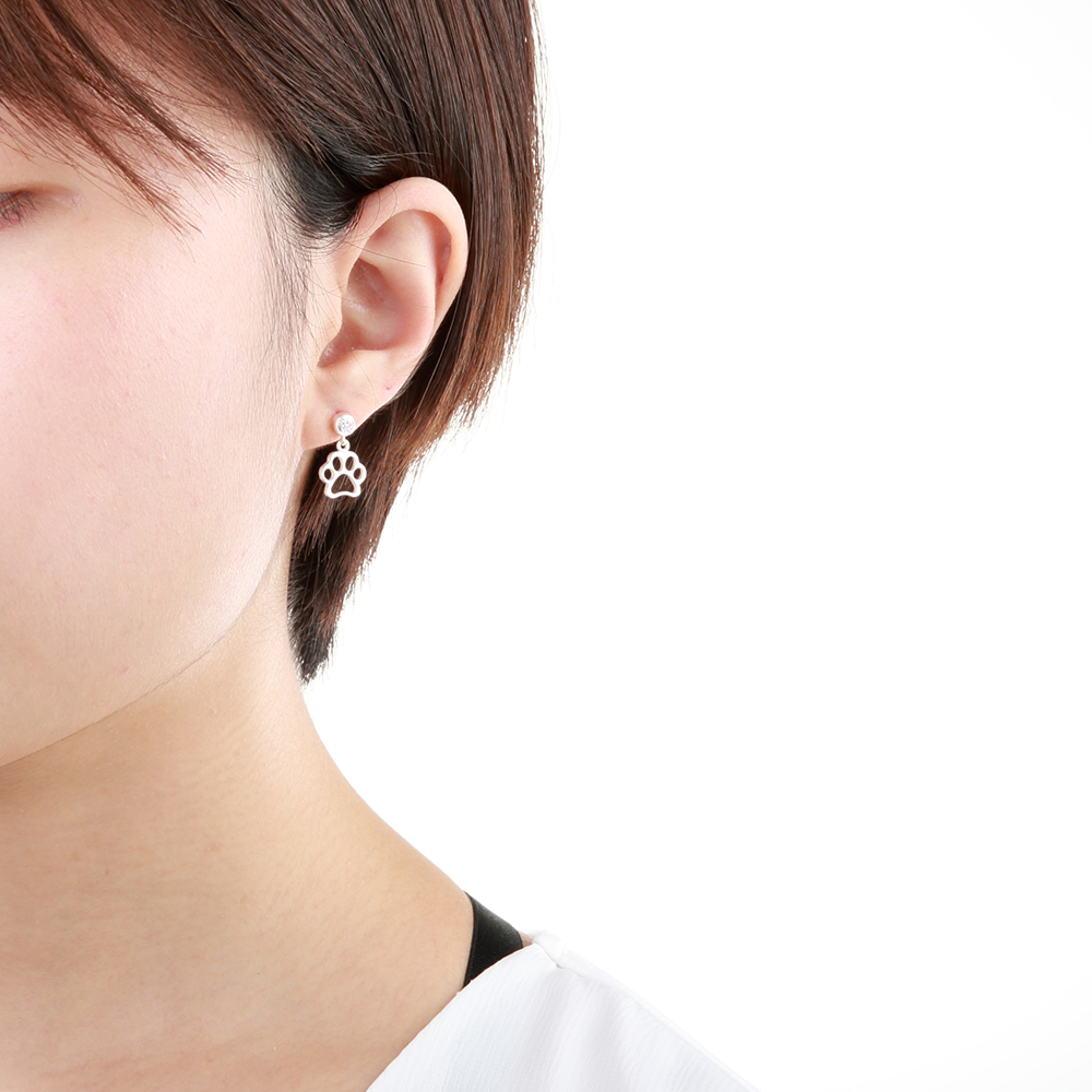 【Angel & Me】Cat Dog Paw s925 sterling silver earrings (changeable ear clips), , large