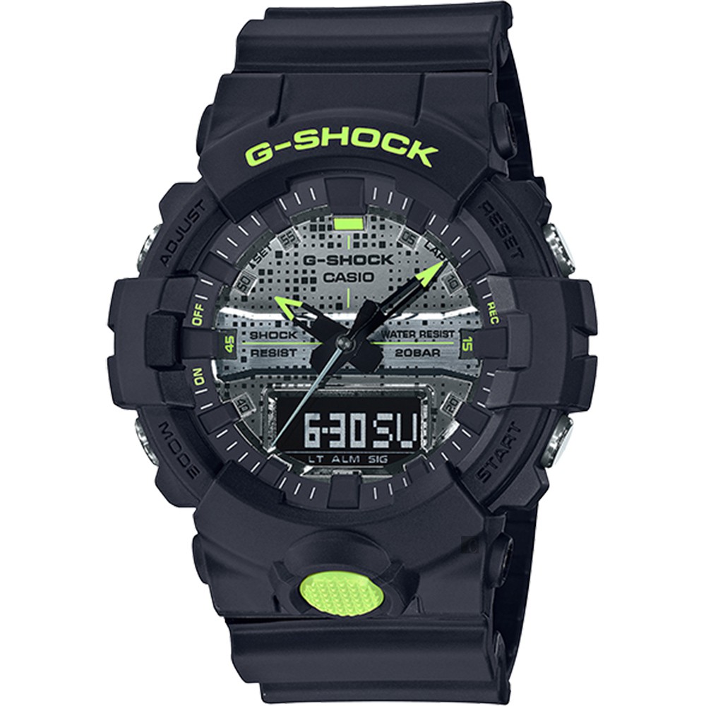 CASIO 卡西歐  G-SHOCK 點陣迷彩LED雙顯錶(GA-800DC-1A), , large