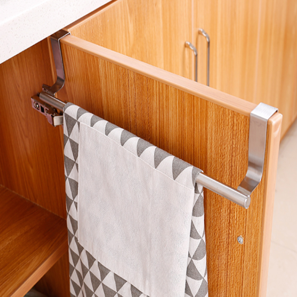 【上手家居】不鏽鋼門後掛鉤 36cm-不銹鋼原色(抹布架/門後掛勾/門後收納/毛巾桿/廚房掛架/抹布掛架/門上掛鉤), , large