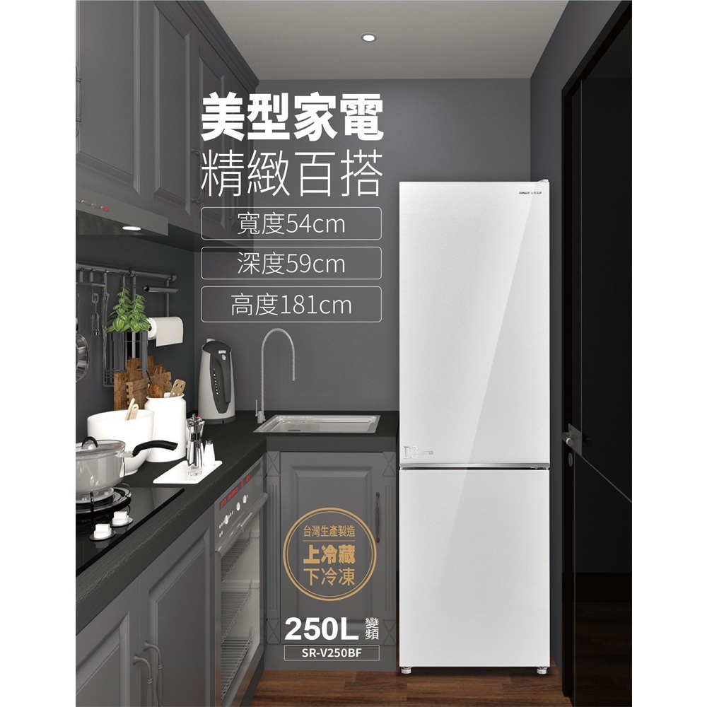 SANLUX 台灣三洋 250L 節能一級 變頻雙門冰箱 SR-V250BF, , large