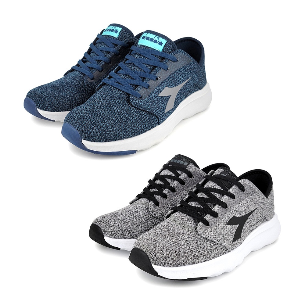 DIADORA迪亞多那 極輕飛織休閒鞋 女運動鞋 女鞋 兩穿式 反光 輕量 透氣 減壓 彈力 棉鞋墊 回彈 防滑 藍 灰