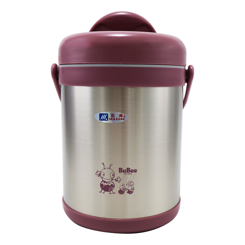 源味二層高真空304不鏽鋼提鍋-2.0L-莫蘭迪粉-1入