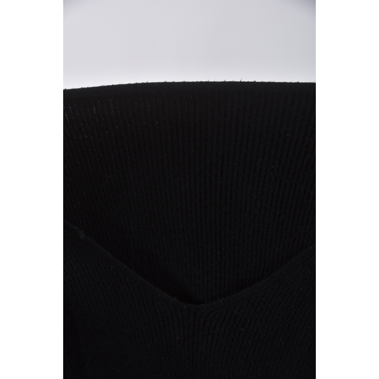 (XL) 質感造型領口黑色長袖上衣二手衣, , large