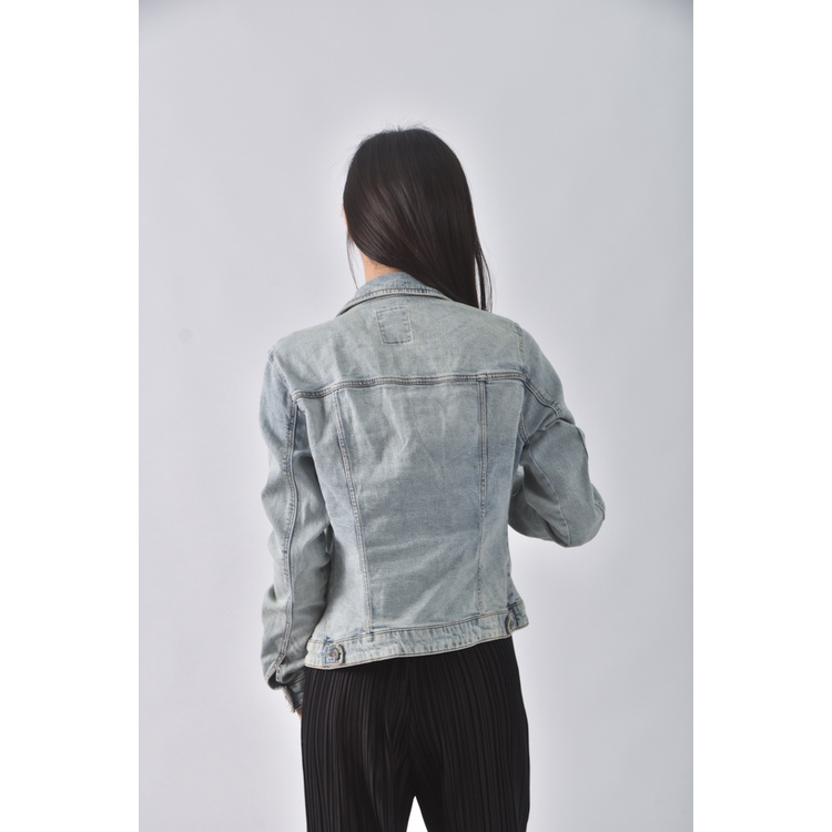 (S) bershka丹寧牛仔排扣藍色外套二手衣, , large