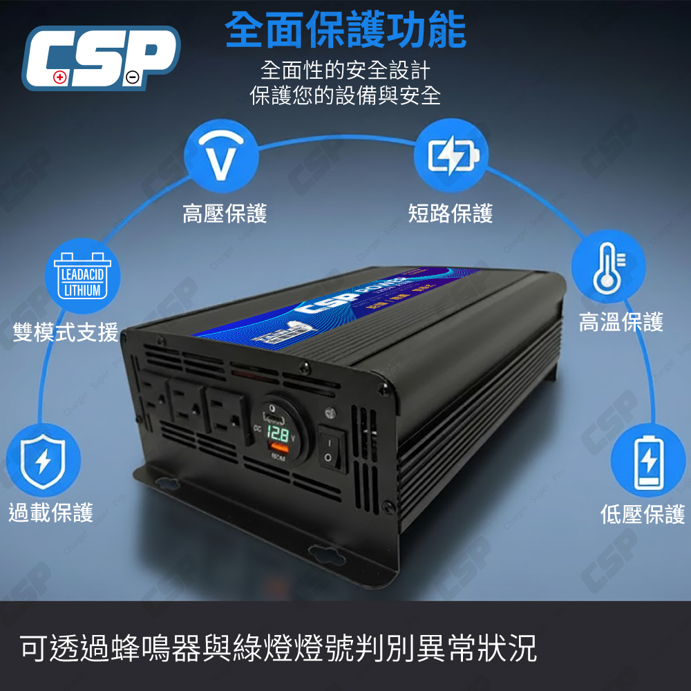 【CSP】PD-1200W純正弦波 1200W 轉換器 逆變器 電源轉換器 備用電源 露營行動電源  雙模式 Inverter 台灣制, , large