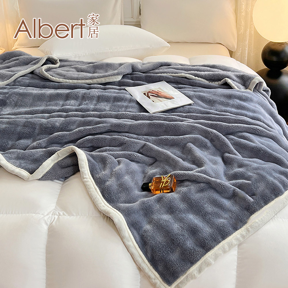 Albert家居《深空灰》托斯卡泡泡兔毛絨毯1入 (150x205cm 保暖被/冬被/毛毯/毯子), , large
