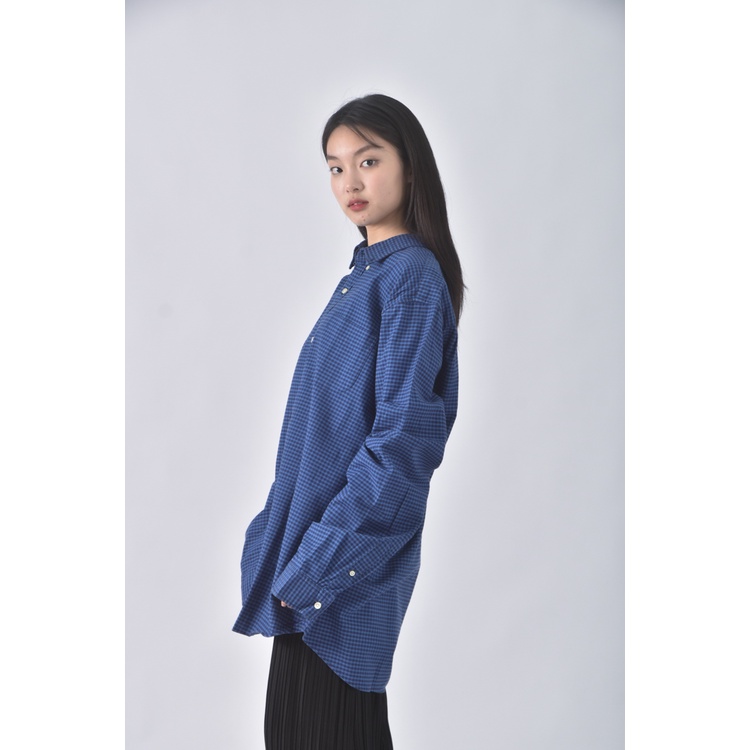 (XL) gap質感棉質格紋藍色長袖上衣二手衣, , large