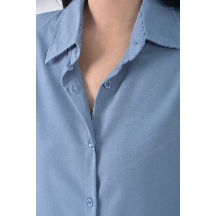 (S) a moo質感藍色襯衫上衣二手衣, , large