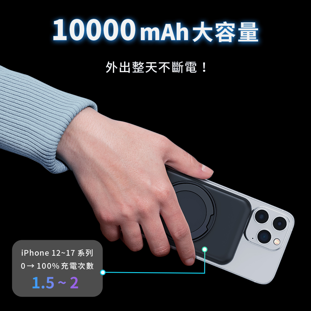 【怪獸選物】IDEAMON MagCold凍能充3in1無線磁吸行動充電座・Wh可上飛機 Qi2快充 行動電源 10000mAh, , large