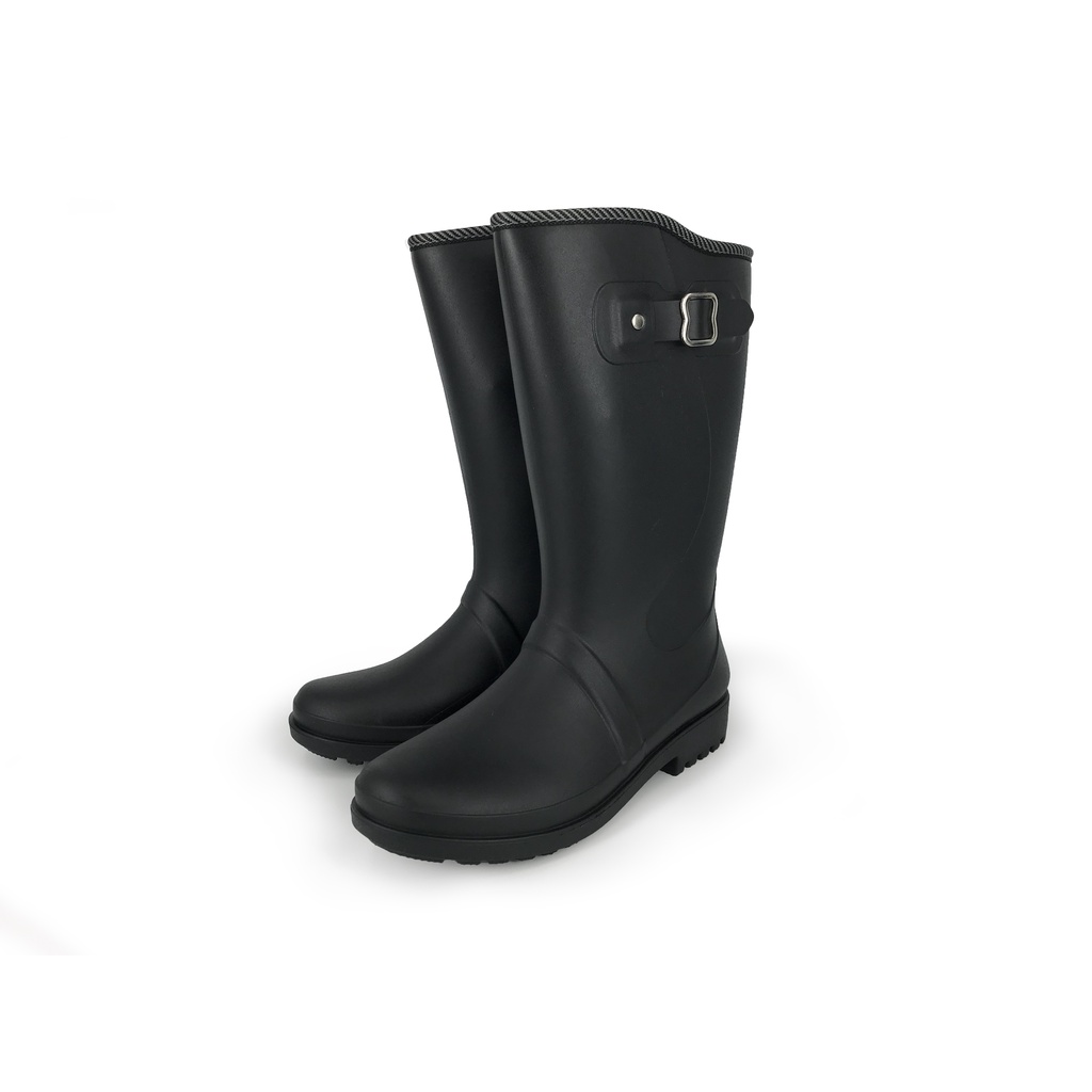 精選時尚馬靴雨鞋 MIT台灣製造 女鞋 女靴 高筒 長筒 防水鞋 雨天 梅雨季 時尚 金飾 修飾 好穿脫 寬楦 止滑 黑