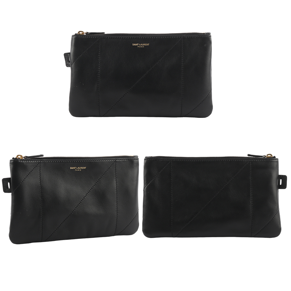 YSL Jamie 4.3 菱格紋小羊皮附小袋肩背包/黑色, , large