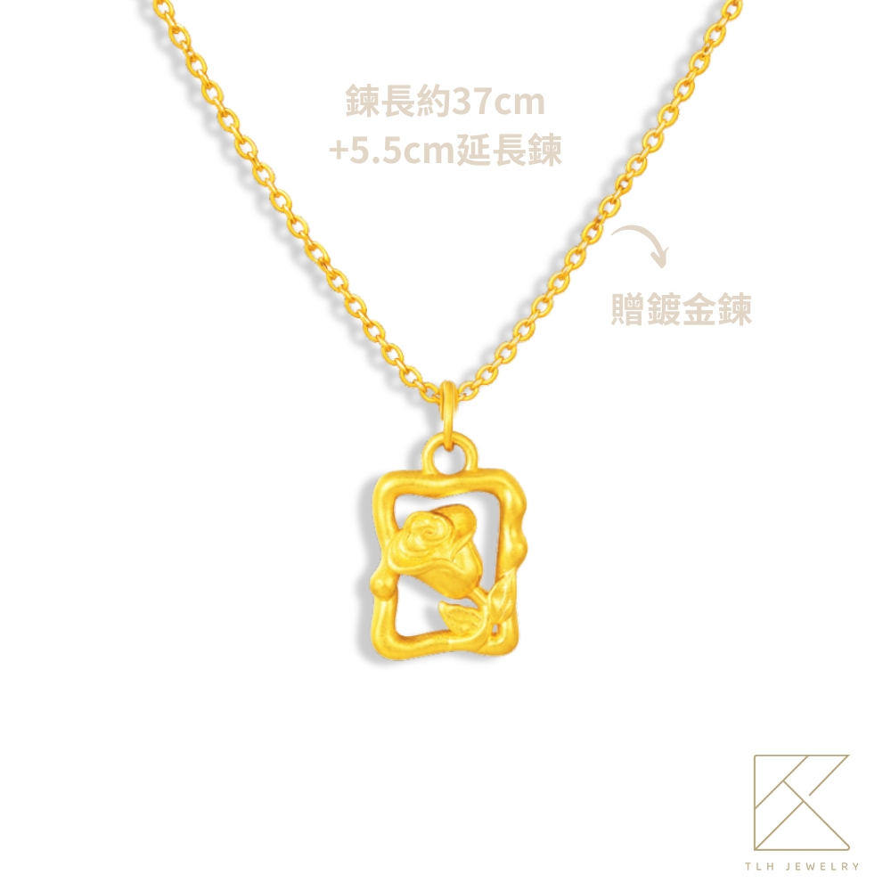 【TLH】母親節限定 黃金墜項鍊 純金999 溫柔盛開 約重0.07錢&plusmn;0.02 附贈蝴蝶結專屬包裝 (生日 送禮), , large