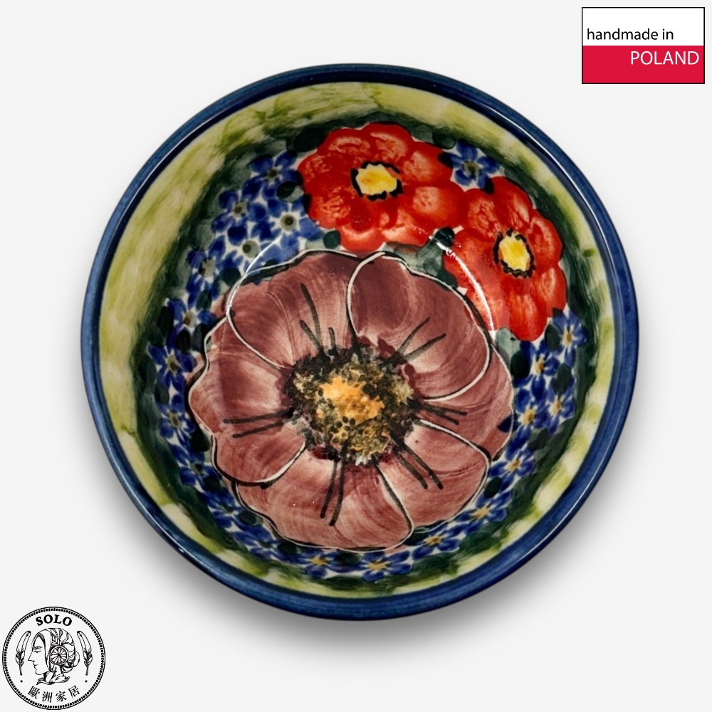 【SOLO Vintage】Cerraf Polish Pottery 9cm Small Bowl Banquet of Elegant Red Series Made in Poland, , large