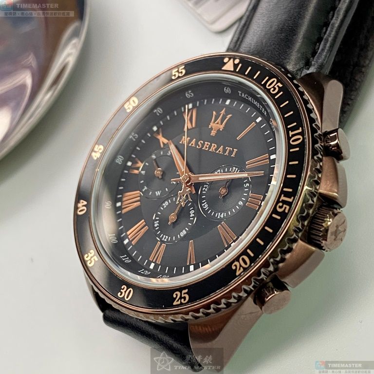 [星晴錶業]MASERATI手錶,46mm,R8851101008古銅色錶面古銅色錶殼深黑色真皮皮革錶帶款, , large