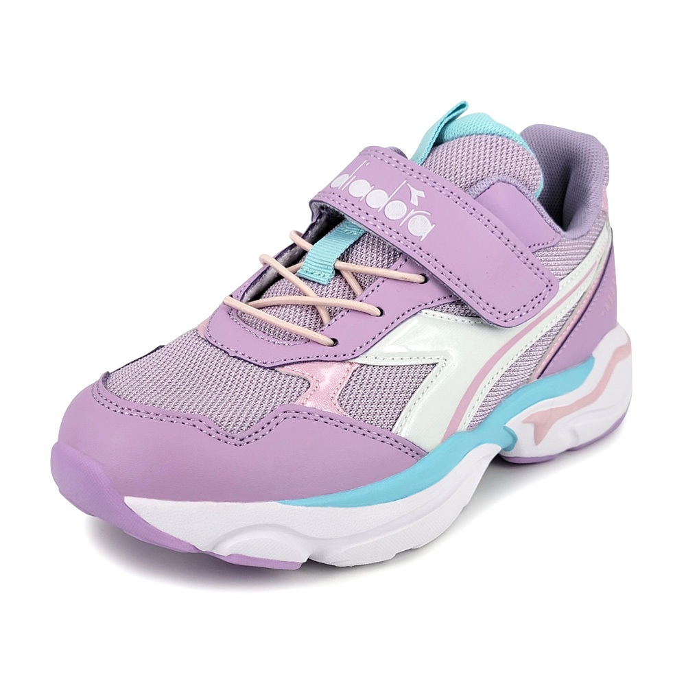 DIADORA迪亞多那 經典復古潮流童鞋 童運動鞋 魔鬼氈 寬楦 保護後跟 輕量 吸震 減壓 抗菌 除臭 防滑 藍 紫, , large