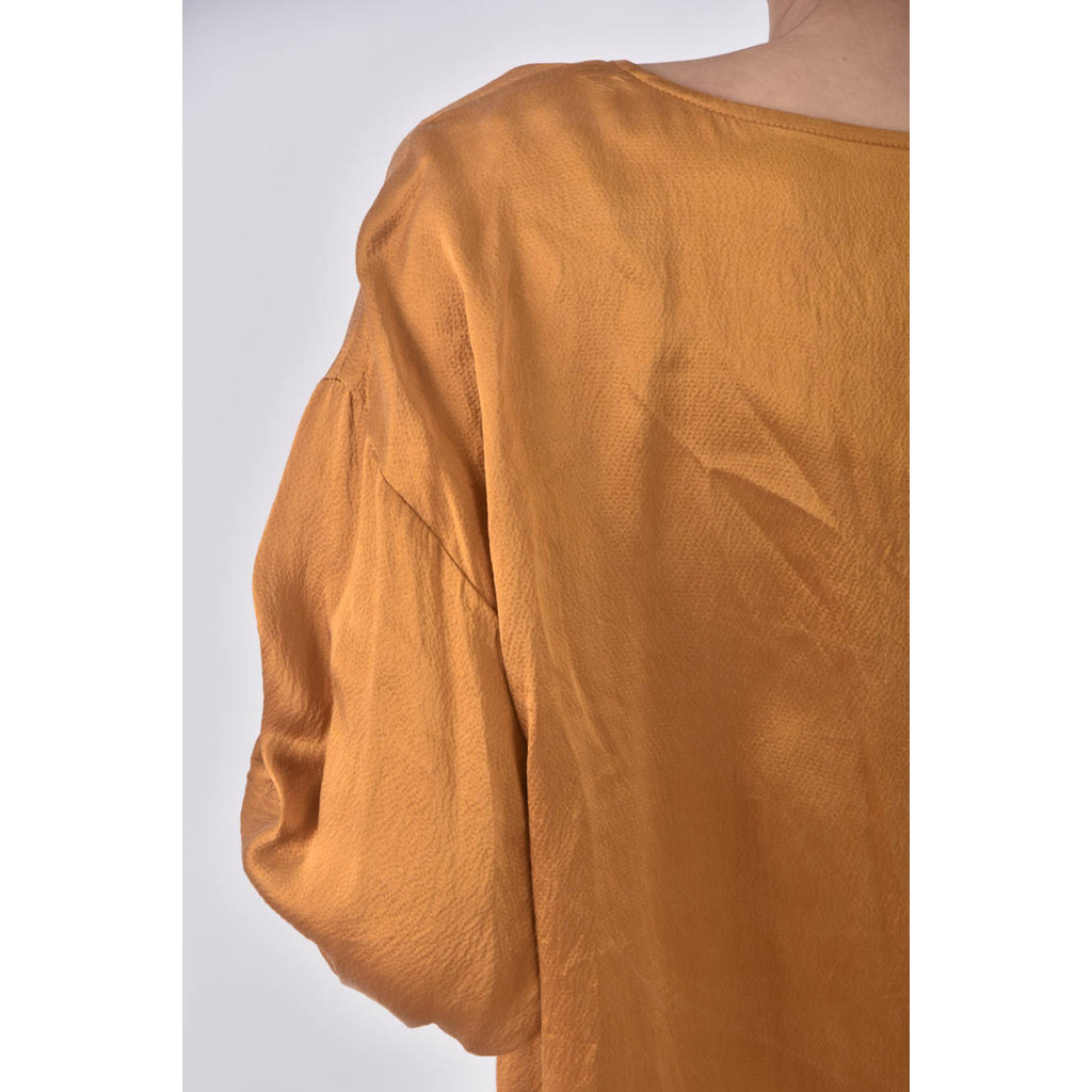 (XL) 純絲棕色長袖上衣二手衣, , large