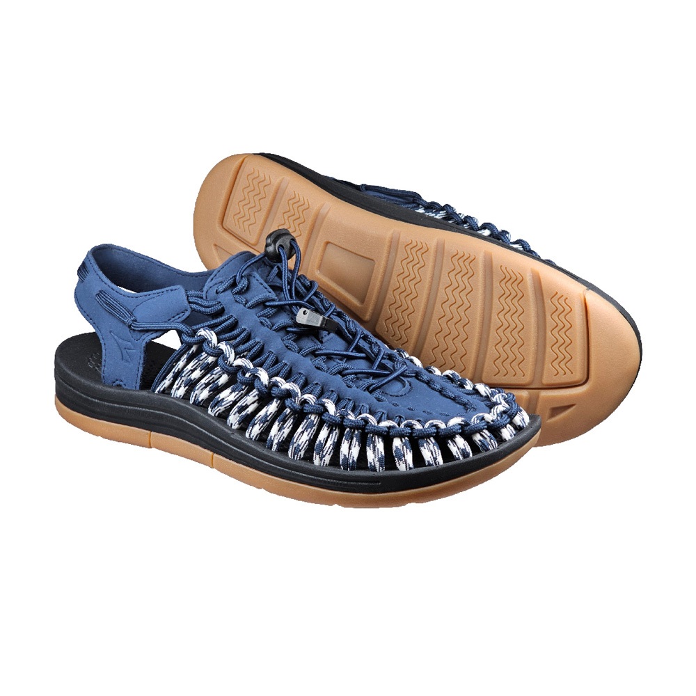 DIADORA迪亞多那 鱷魚編織涼鞋 男鞋 復古 時尚 休閒 水陸兩用 好穿脫 束扣 彈性 輕量 吸震 耐磨 防滑 深藍, , large