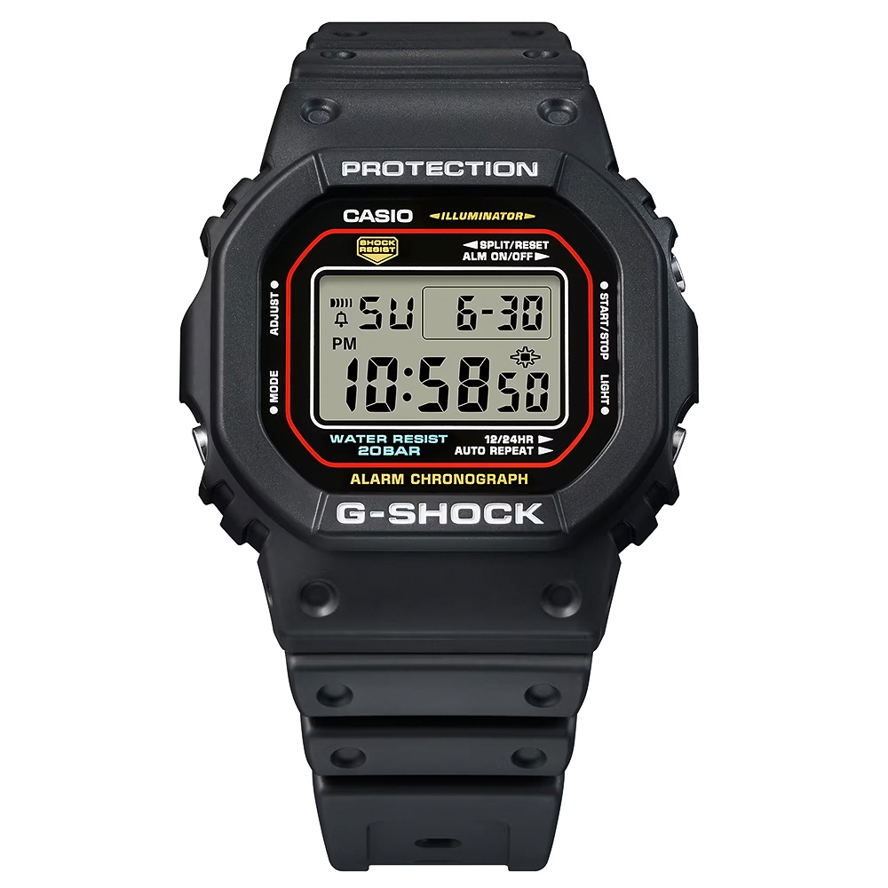 CASIO 卡西歐 G-SHOCK 經典配色方形電子錶 學生錶 DW-5600RL-1, , large
