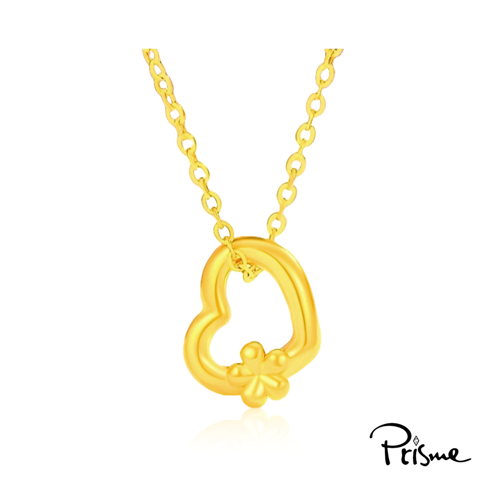 【Prisme Gold】黃金項鍊 愛心小花 鍊墜項鍊 (金重：約0.05錢±0.02), , large